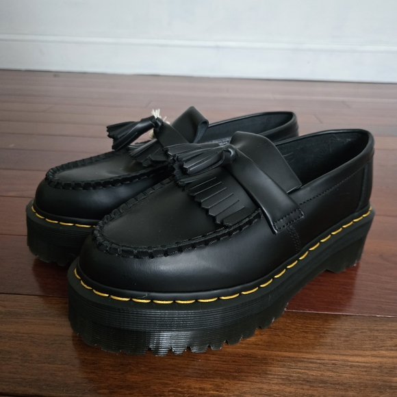 Dr. Martens Adrian Bex Smooth Leather Black Tassel Loafers - Picture 2 of 5